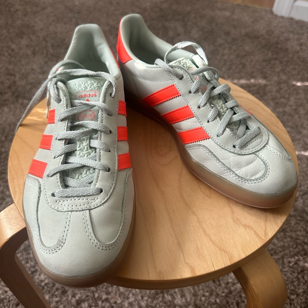 Adidas Gazelle Sneakers Seafoam Green with Neon Orange